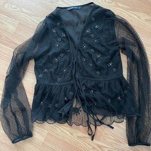 Abercrombie & Fitch Beaded Mesh Blouse